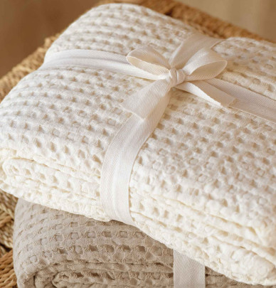 Plaid en coton gauffré Waffle Qabane