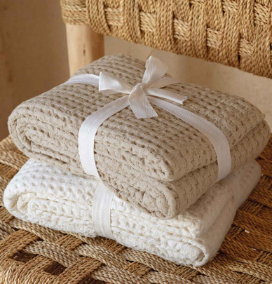 Plaid en coton gauffré Waffle Qabane