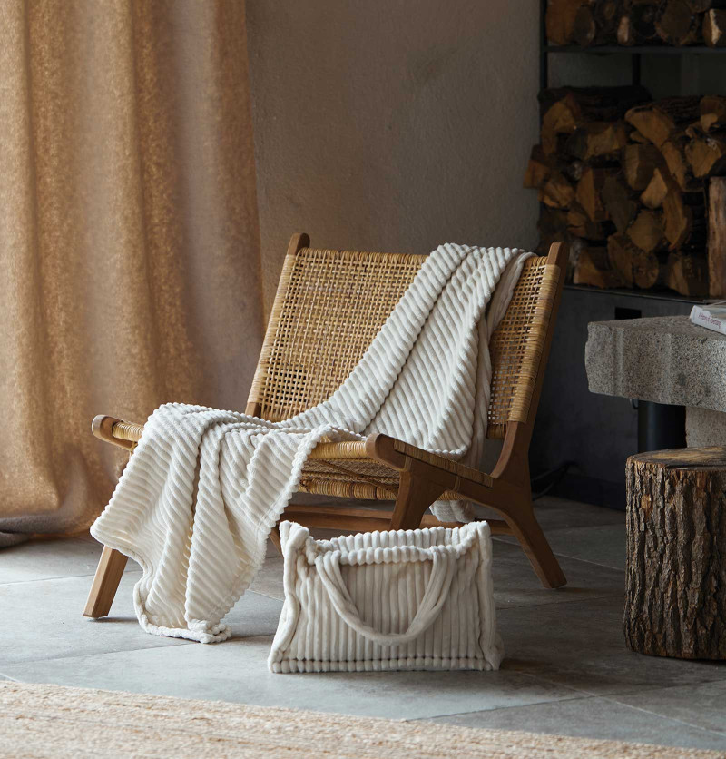 Plaid et sac Velluto écru Qabane