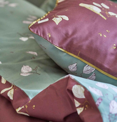 Taie d'oreiller satin Entre les branches Sylvie Thiriez