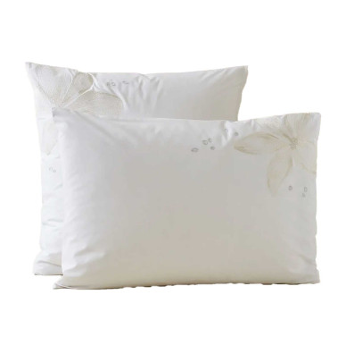 Taie d'oreiller percale Elena Sylvie Thiriez