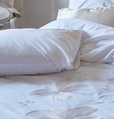 Taie d'oreiller percale Elena Sylvie Thiriez