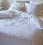 Taie de traversin percale Elena Sylvie Thiriez  - Blancollection