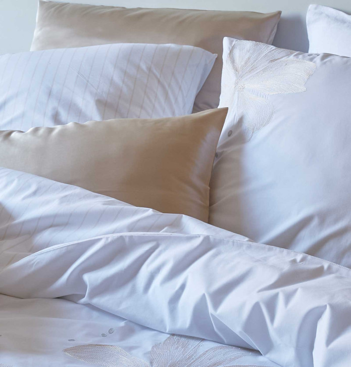 Parure de lit percale Elena Sylvie Thiriez - Blancollection