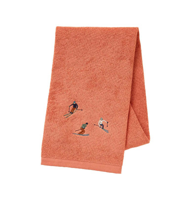 Serviette de toilette Après-Ski rose thé Sylvie Thiriez