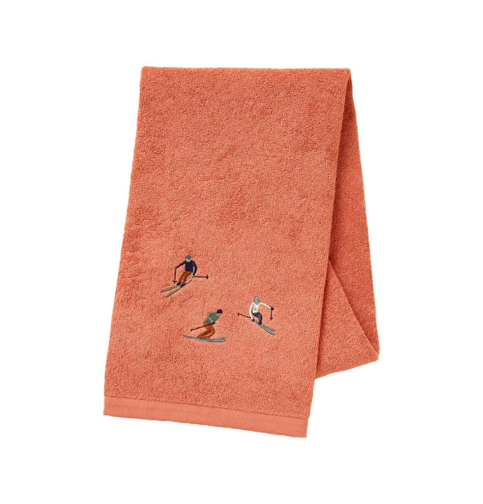 Serviette de toilette Après-Ski rose thé Sylvie Thiriez