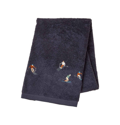 Serviette de toilette Après-Ski bleu nuit Sylvie Thiriez