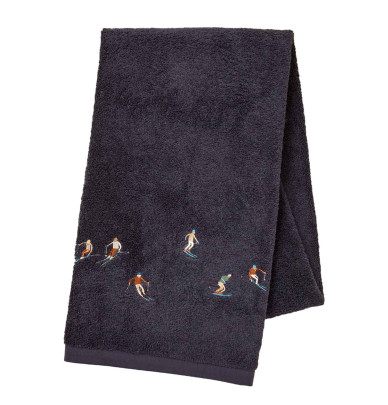Drap de douche Après-Ski bleu nuit Sylvie Thiriez - Blancollection