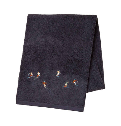 Drap de bain Après-Ski bleu nuit Sylvie Thiriez