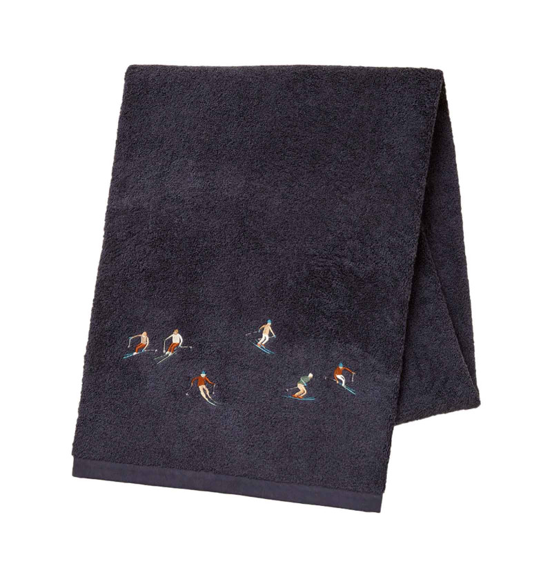Drap de bain Après-Ski bleu nuit Sylvie Thiriez