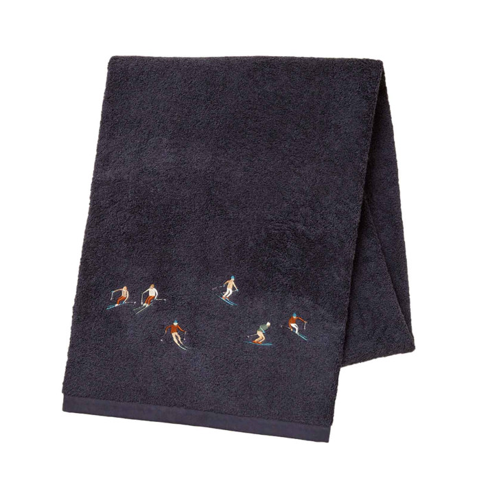 Drap de bain Après-Ski bleu nuit Sylvie Thiriez