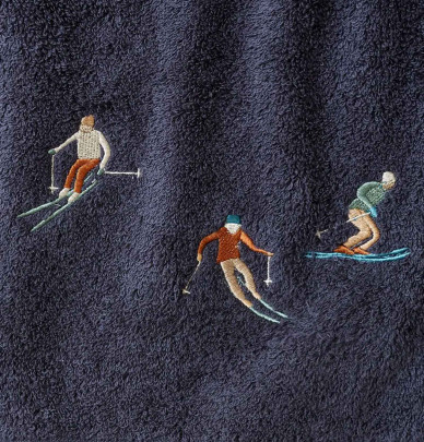 Drap de bain Après-Ski bleu nuit Sylvie Thiriez