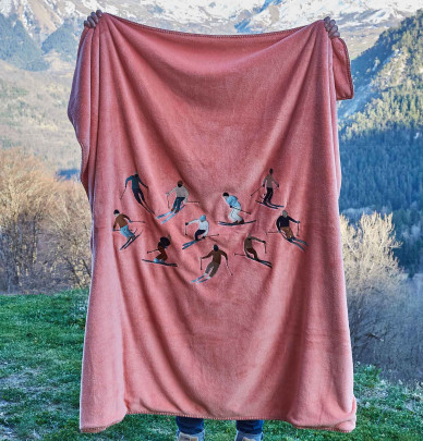 Plaid polaire Après-Ski rose thé Sylvie Thiriez