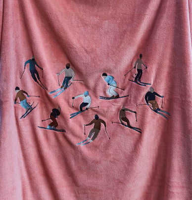 Plaid polaire Après-Ski rose thé Sylvie Thiriez