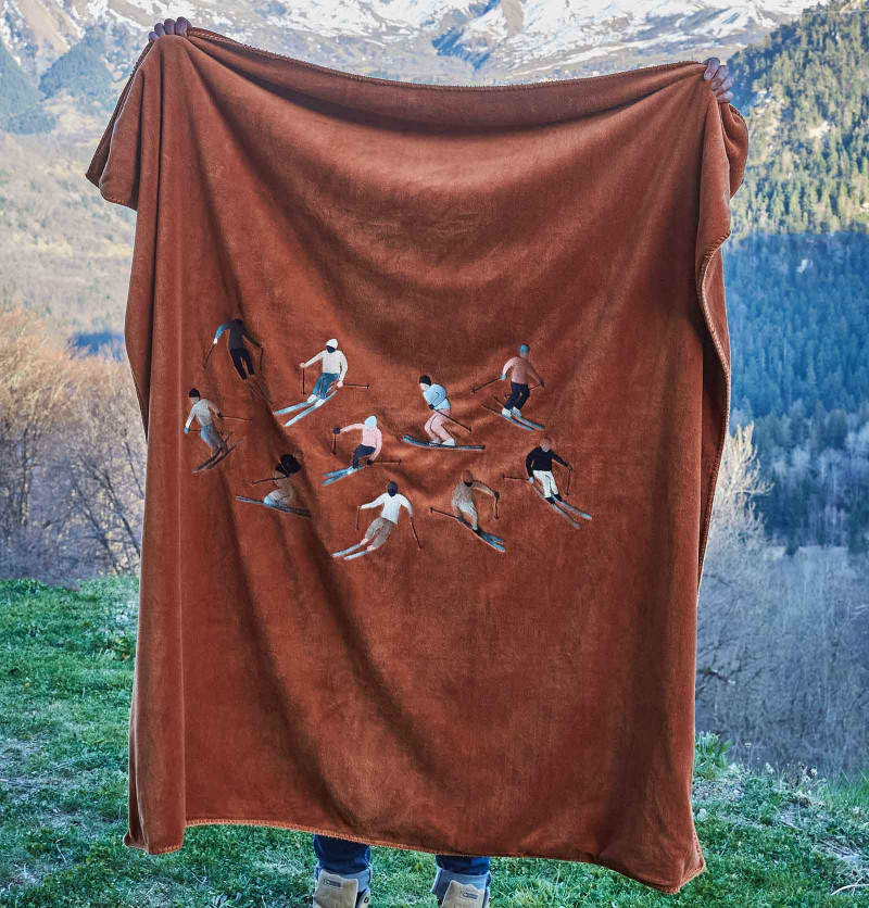 Plaid polaire Après-Ski caramel Sylvie Thiriez