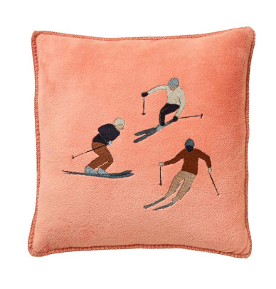 Housse coussin polaire Après-Ski rose thé Sylvie Thiriez