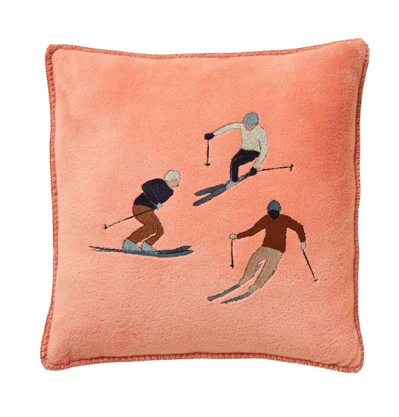 Housse coussin polaire Après-Ski rose thé Sylvie Thiriez