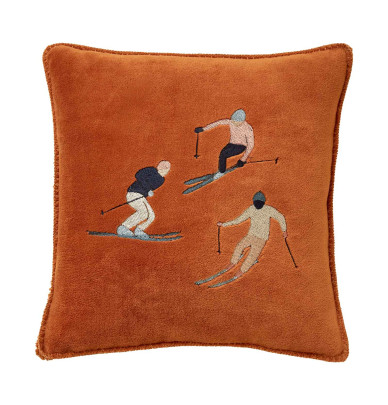 Housse coussin polaire Après-Ski caramel Sylvie Thiriez