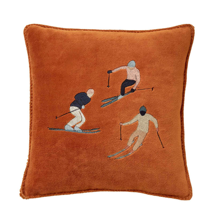 Housse coussin polaire Après-Ski caramel Sylvie Thiriez