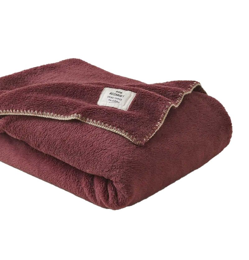 Plaid polaire Bien au chaud aubergine Sylvie Thiriez