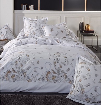 Housse de couette percale de coton Plumes