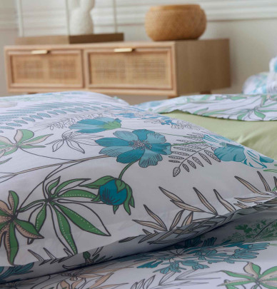 Taie d'oreiller satin Anaïs lagon Tradilinge