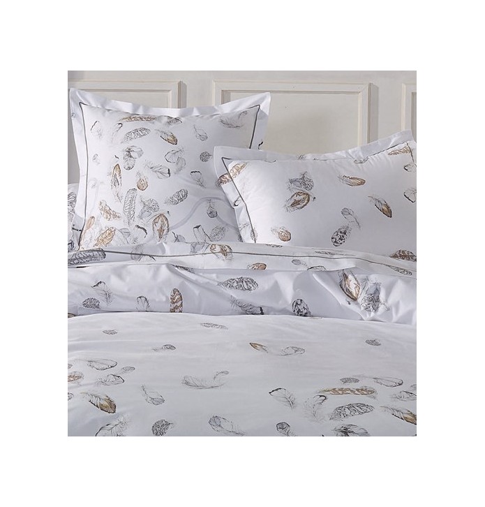 Taie d'oreiller percale Plumes Tradilinge