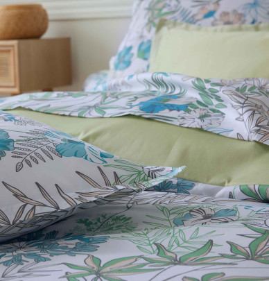Taie de traversin satin Anaïs lagon Tradilinge