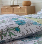 Taie de traversin satin Anaïs lagon Tradilinge - Blancollection