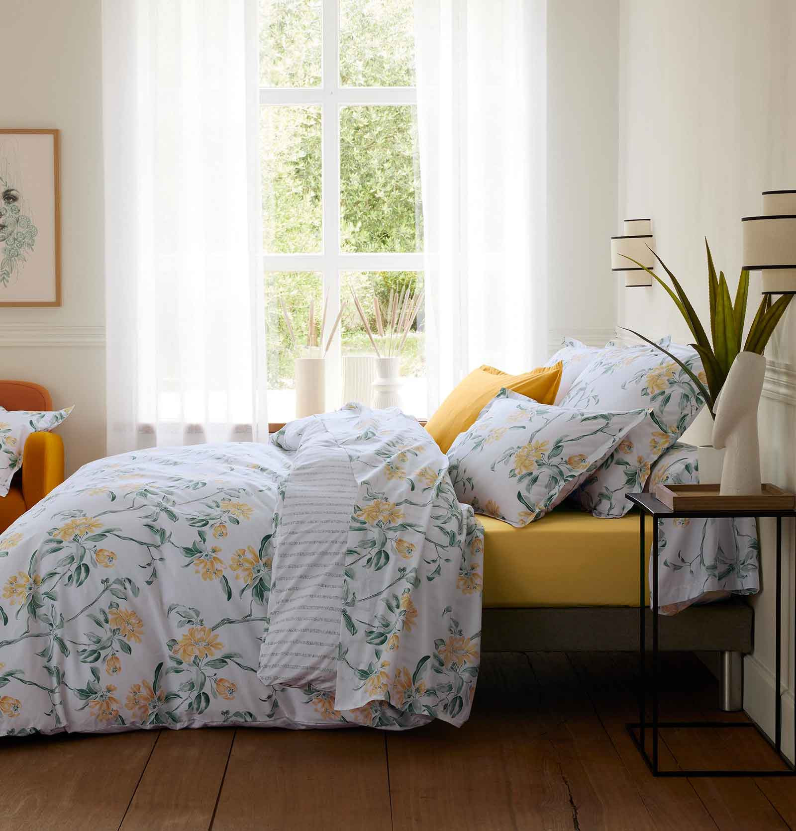 Housse de couette réversible percale de coton Rosangela | Carré Blanc