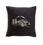 Housse coussin polaire Chalet d'alpage  charbon Sylvie Thiriez