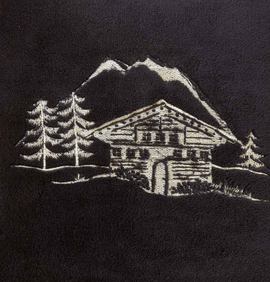 Housse coussin polaire Chalet d'alpage  charbon Sylvie Thiriez