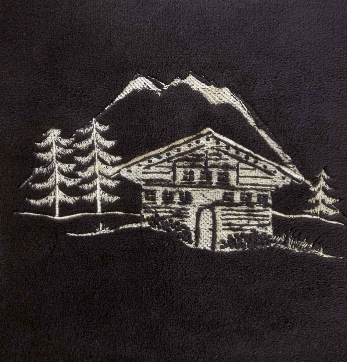 Housse coussin polaire Chalet d'alpage charbon Sylvie Thiriez - Blancollection