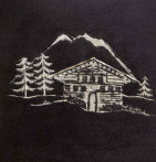 Housse coussin polaire Chalet d'alpage charbon Sylvie Thiriez - Blancollection