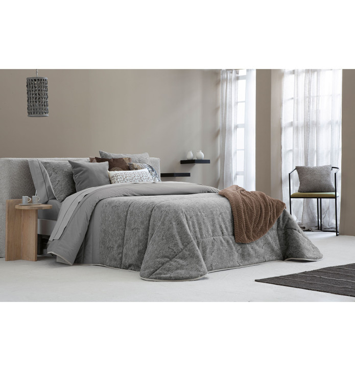Couvre-lit matelassé Bel gris Antilo - Blancollection