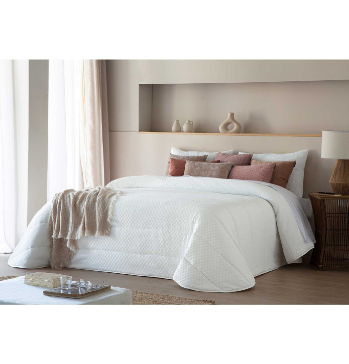 Couvre-lit matelassé Ilian blanc Antilo - Blancollection
