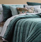 Couvre-lit velours matelassé Nui bleu Antilo - Blancollection