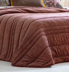 Couvre-lit velours matelassé Nui lie de vin Antilo - Blancollection