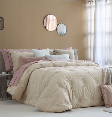 Couvre-lit velours matelassé Odin beige clair Antilo