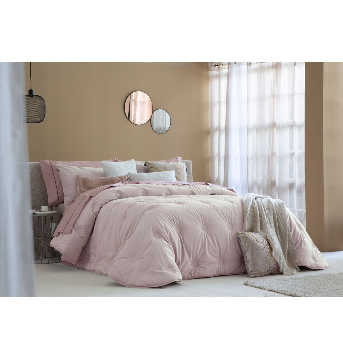 Couvre-lit velours matelassé Odin rose clair Antilo - Blancollection