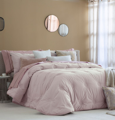 Couvre-lit velours matelassé Odin rose pâle Antilo