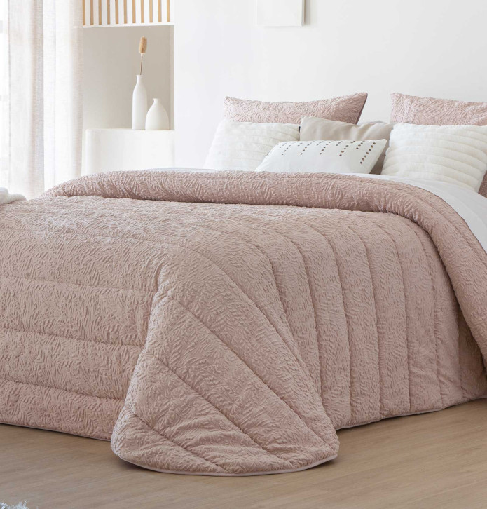 Couvre-lit matelassé Adara rose Antilo - Blancollection