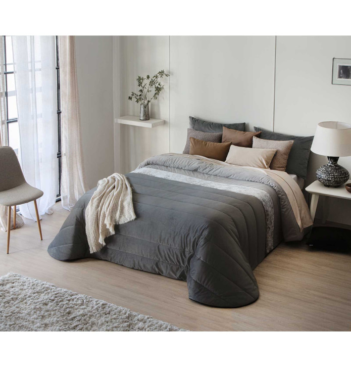 Couvre-lit matelassé Arlet anthracite/gris Antilo - Blancollection