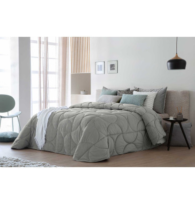 Couvre-lit velours matelassé Arni gris Antilo