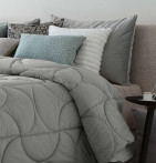 Couvre-lit velours matelassé Arni gris Antilo - Blancollection
