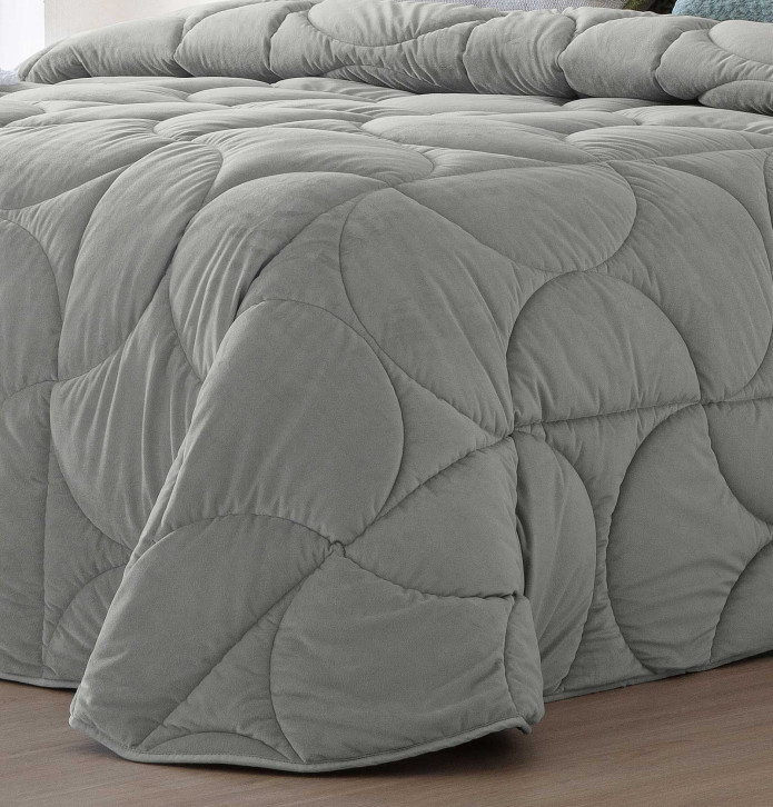 Couvre-lit velours matelassé Arni gris Antilo - Blancollection