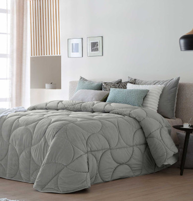Couvre-lit velours matelassé Arni gris Antilo