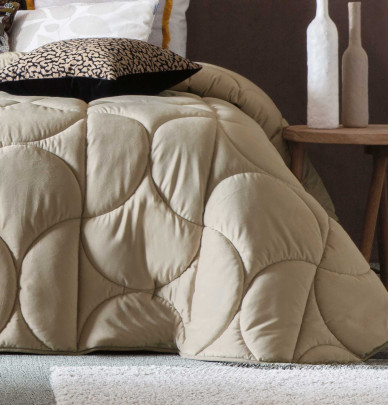 Couvre lit velours matelassé Arni beige Antilo