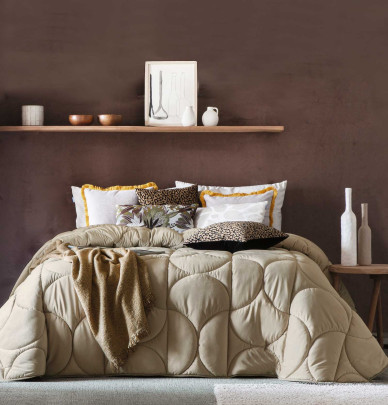 Couvre lit velours matelassé Arni beige Antilo