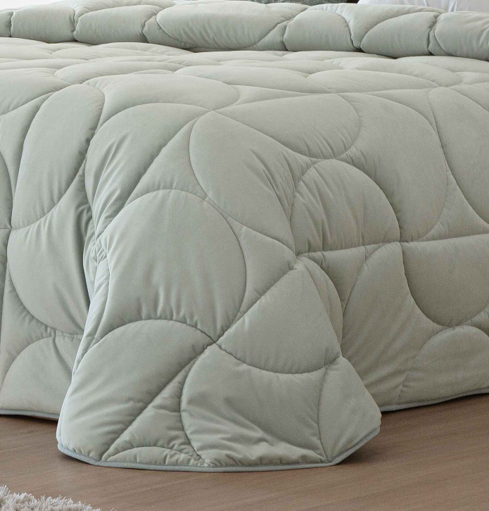 Couvre-lit velours matelassé Arni vert d'eau Antilo - Blancollection